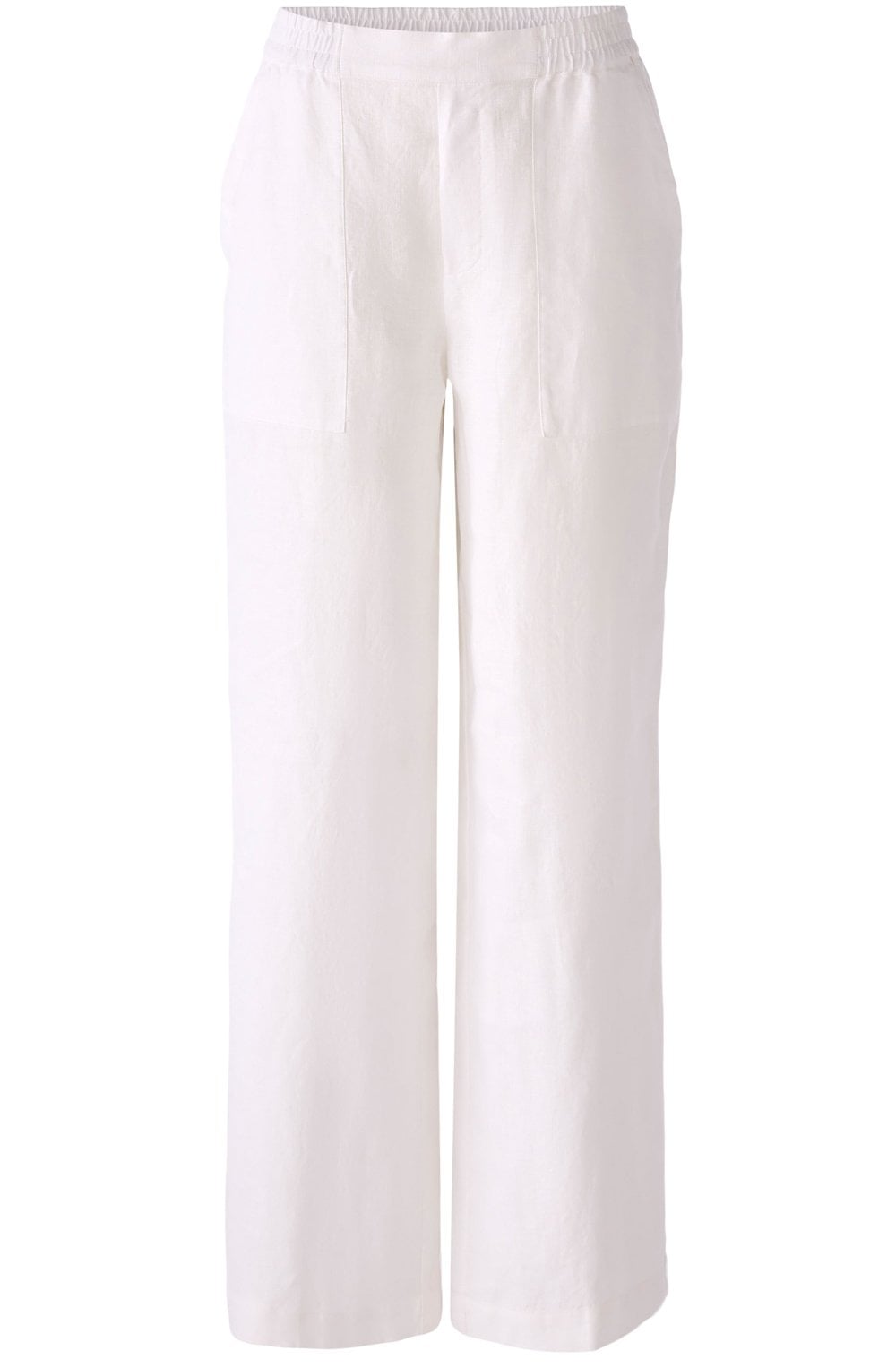 Optic White Wide Leg Linen Trousers