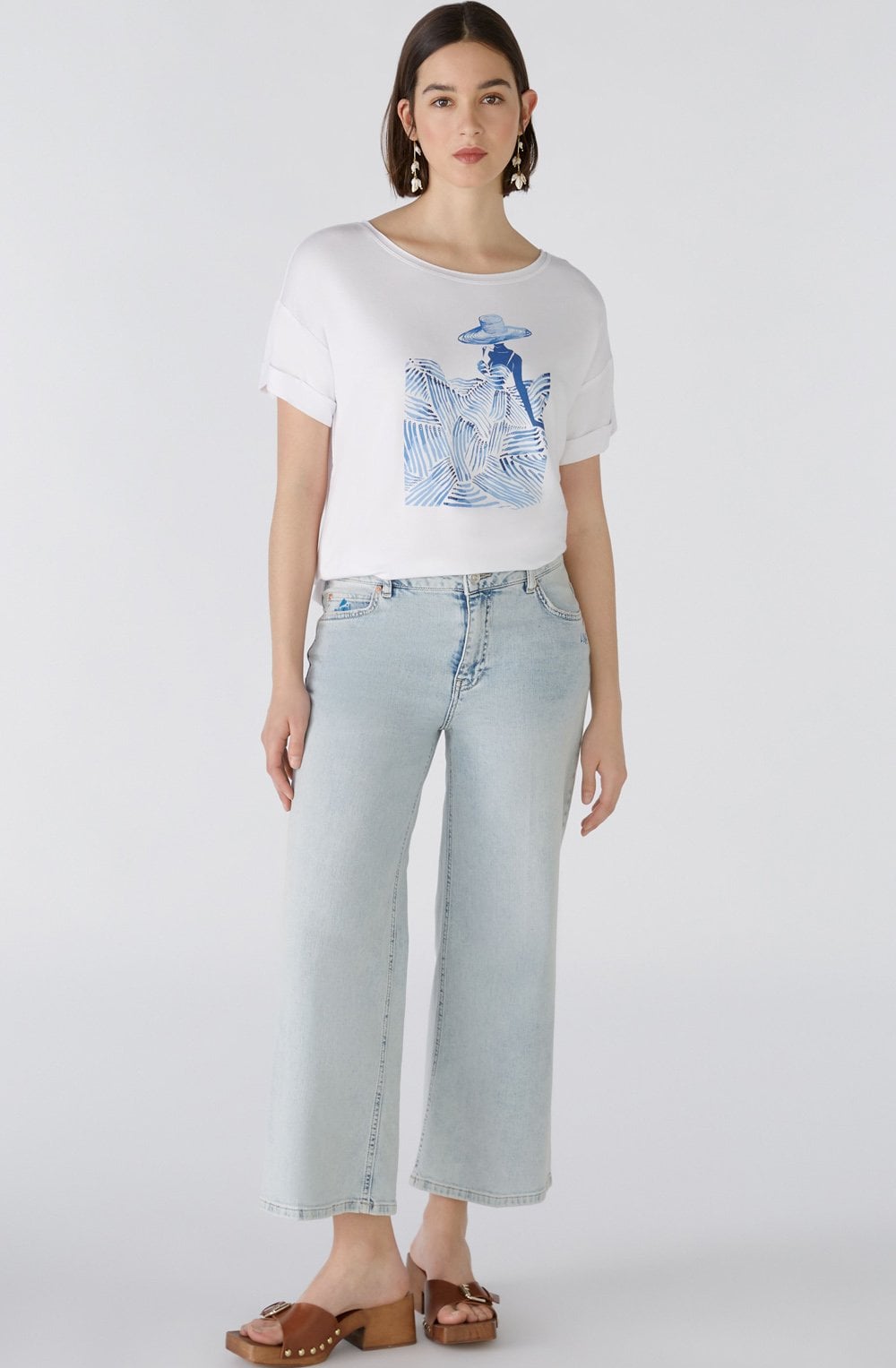 Optical White and Blue Sparkle T Shirt
