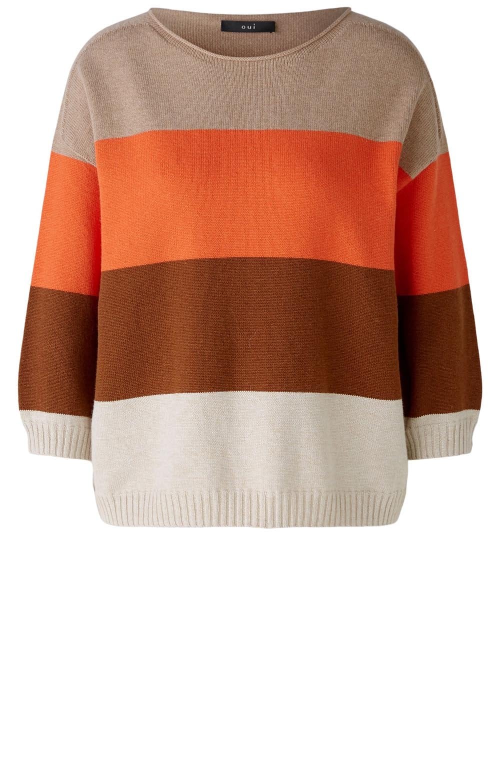Orange and Stone Colour Block Jumper