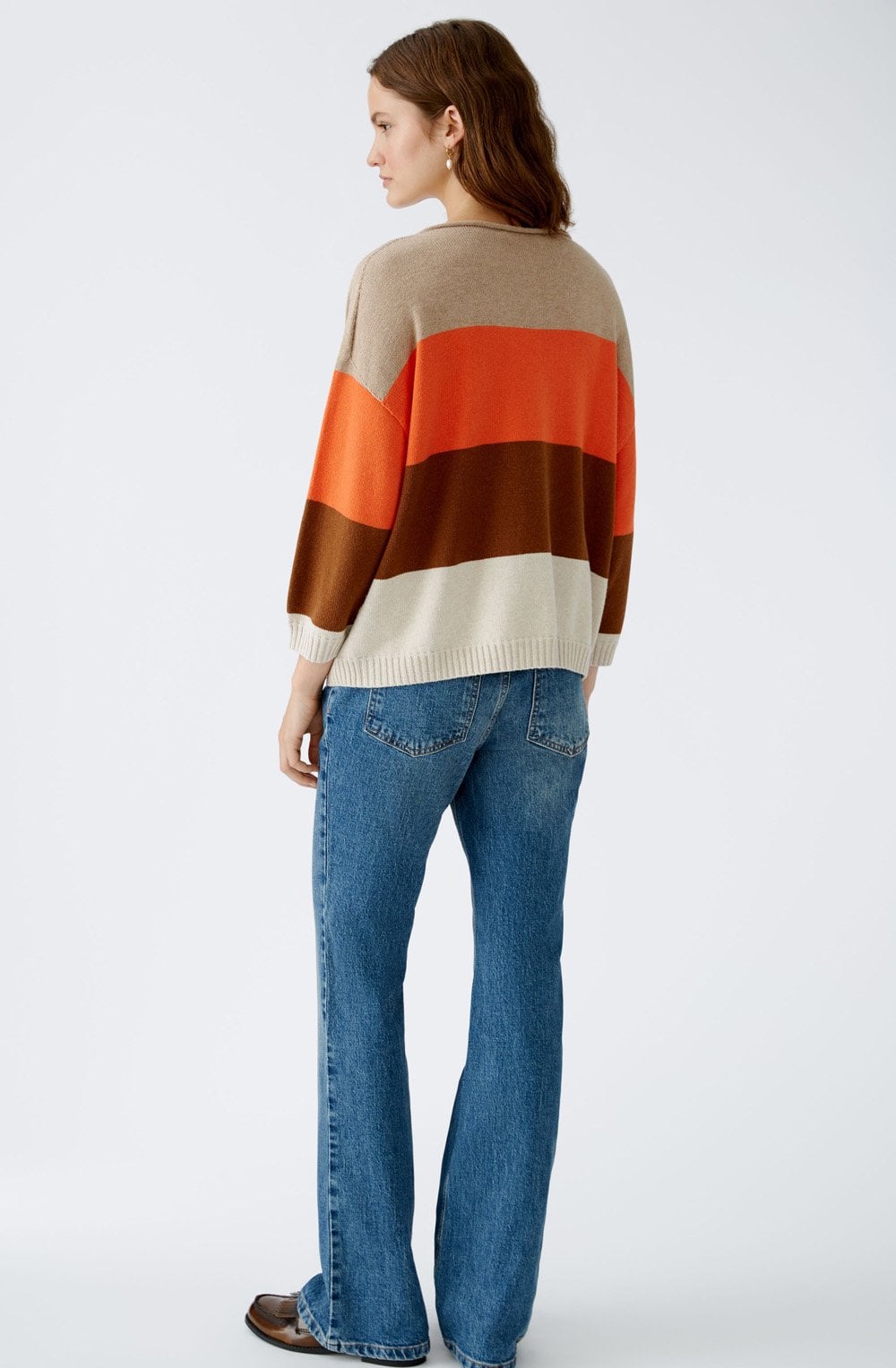 Orange and Stone Colour Block Jumper