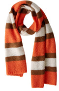 Orange and Stone Striped Knitted Scarf