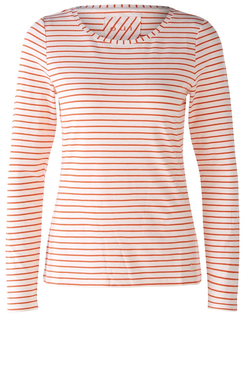 Orange and White Striped Jersey Top