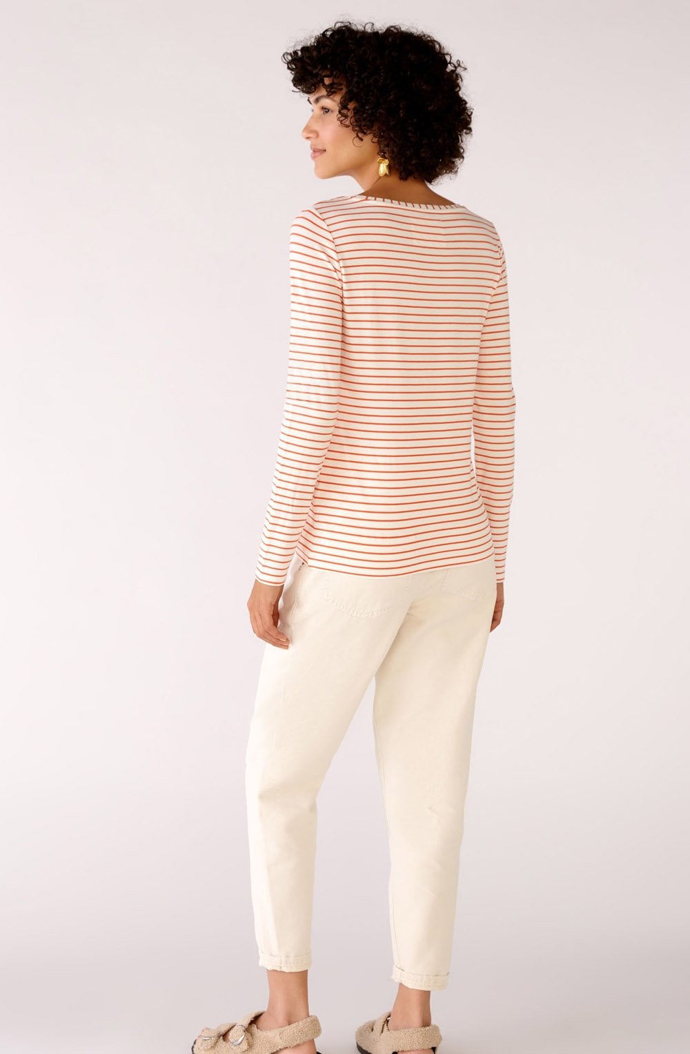 Orange and White Striped Jersey Top