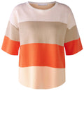 Orange Camel Colour Block Stripe Jumper