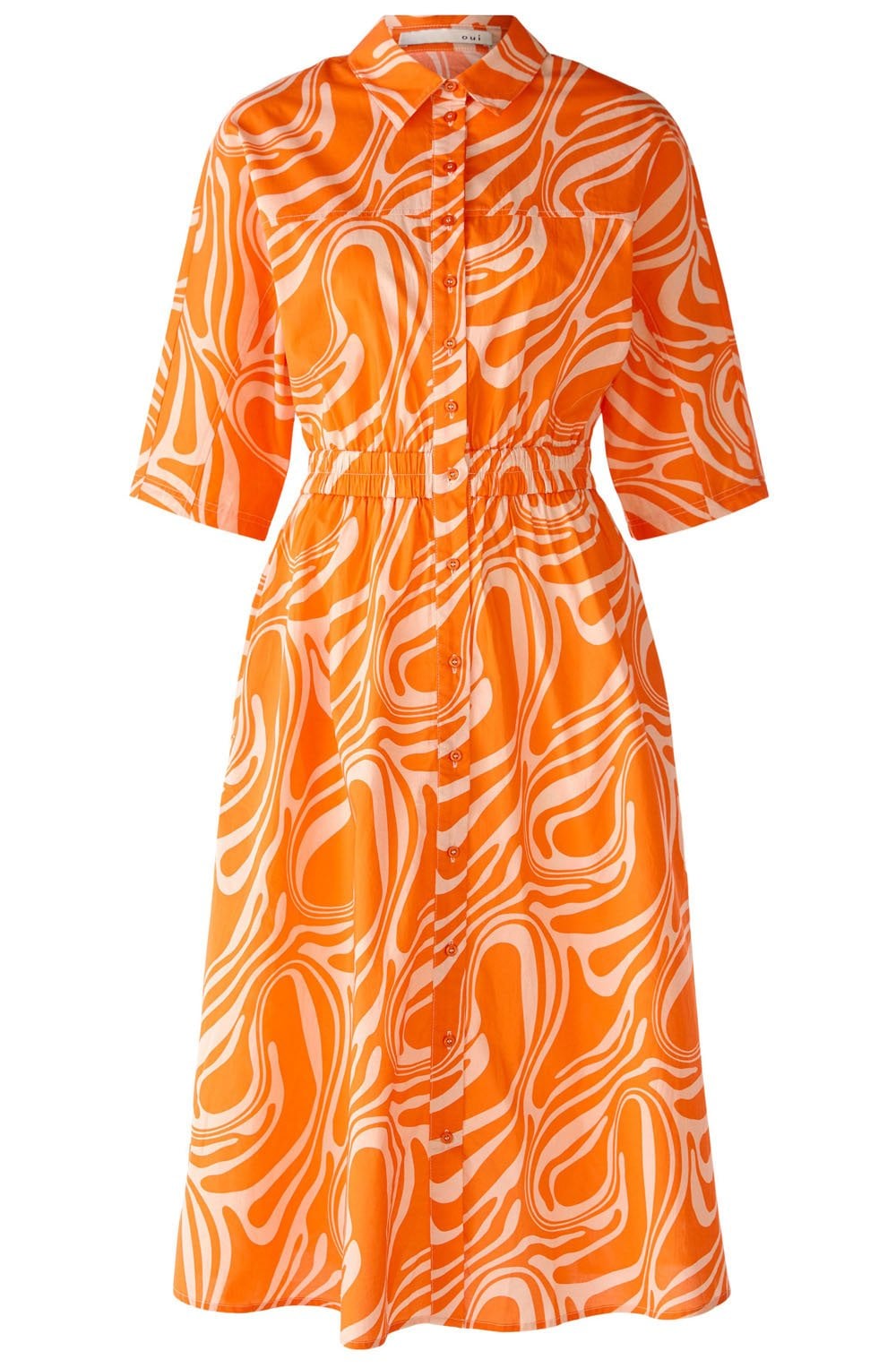 Orange Marbled Shirt Dress