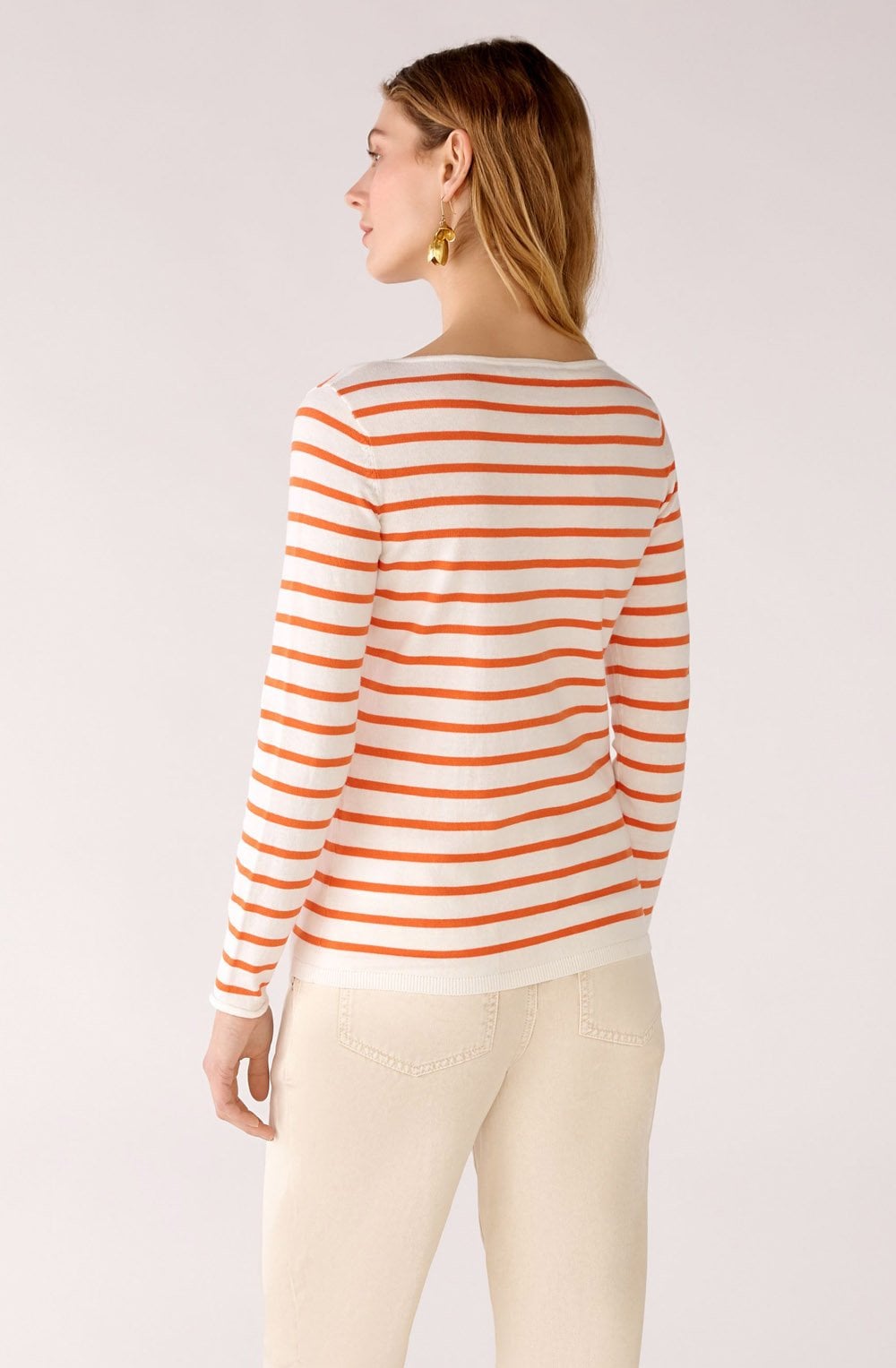 Orange Striped Fine Knit Top