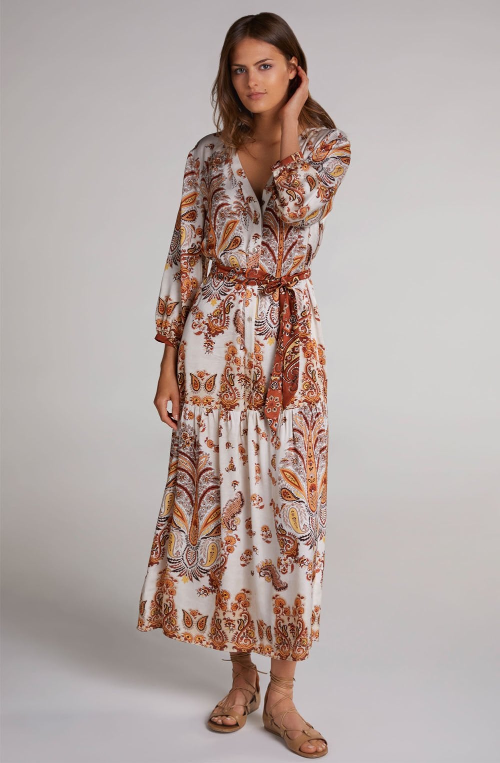 Paisley Print Silky Maxi Dress