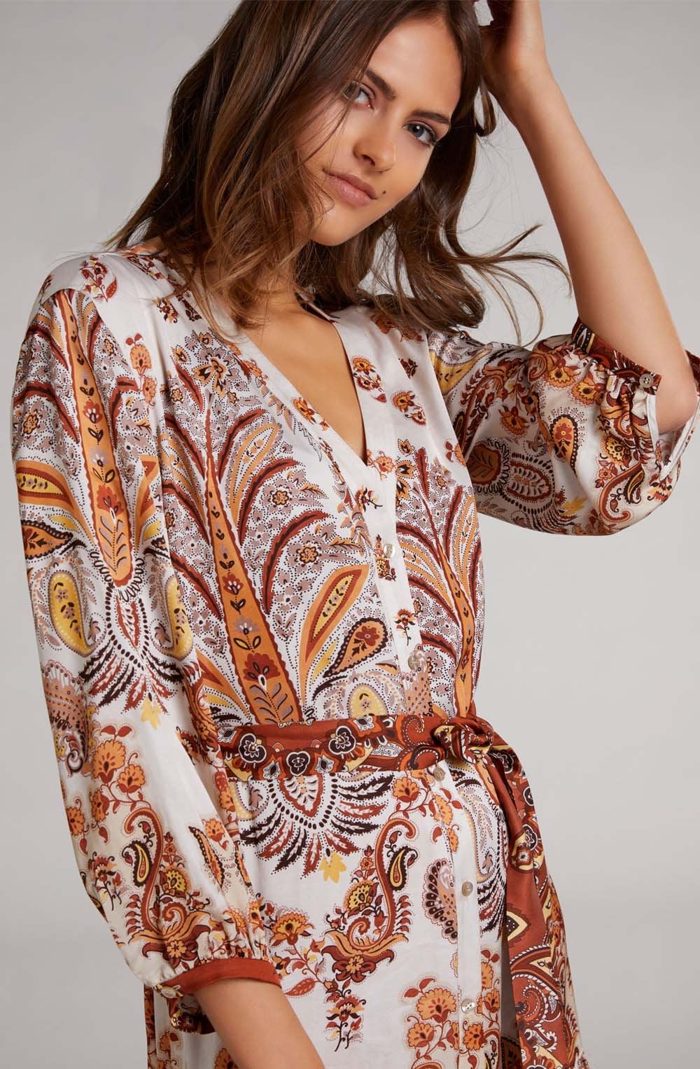 Paisley Print Silky Maxi Dress