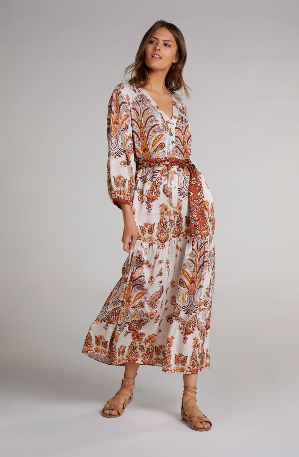 Paisley Print Silky Maxi Dress