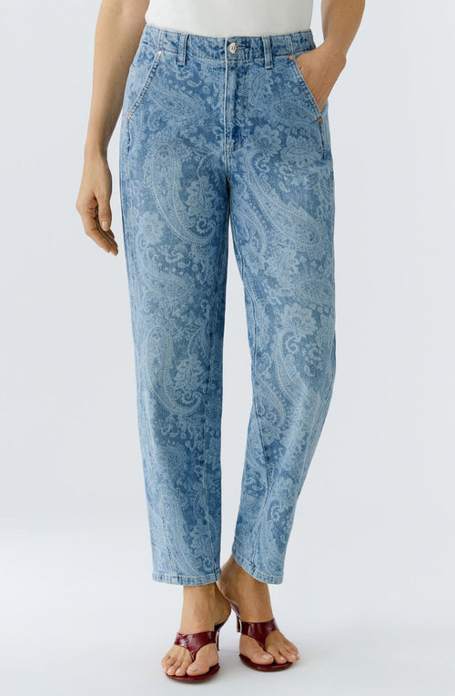 Paisley Print Tapered Jeans
