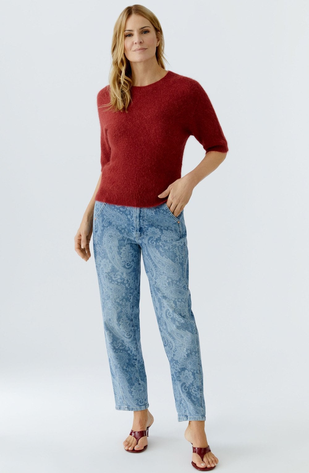 Paisley Print Tapered Jeans