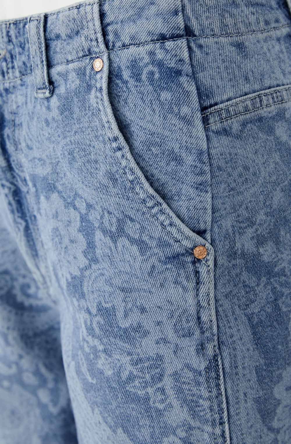 Paisley Print Tapered Jeans