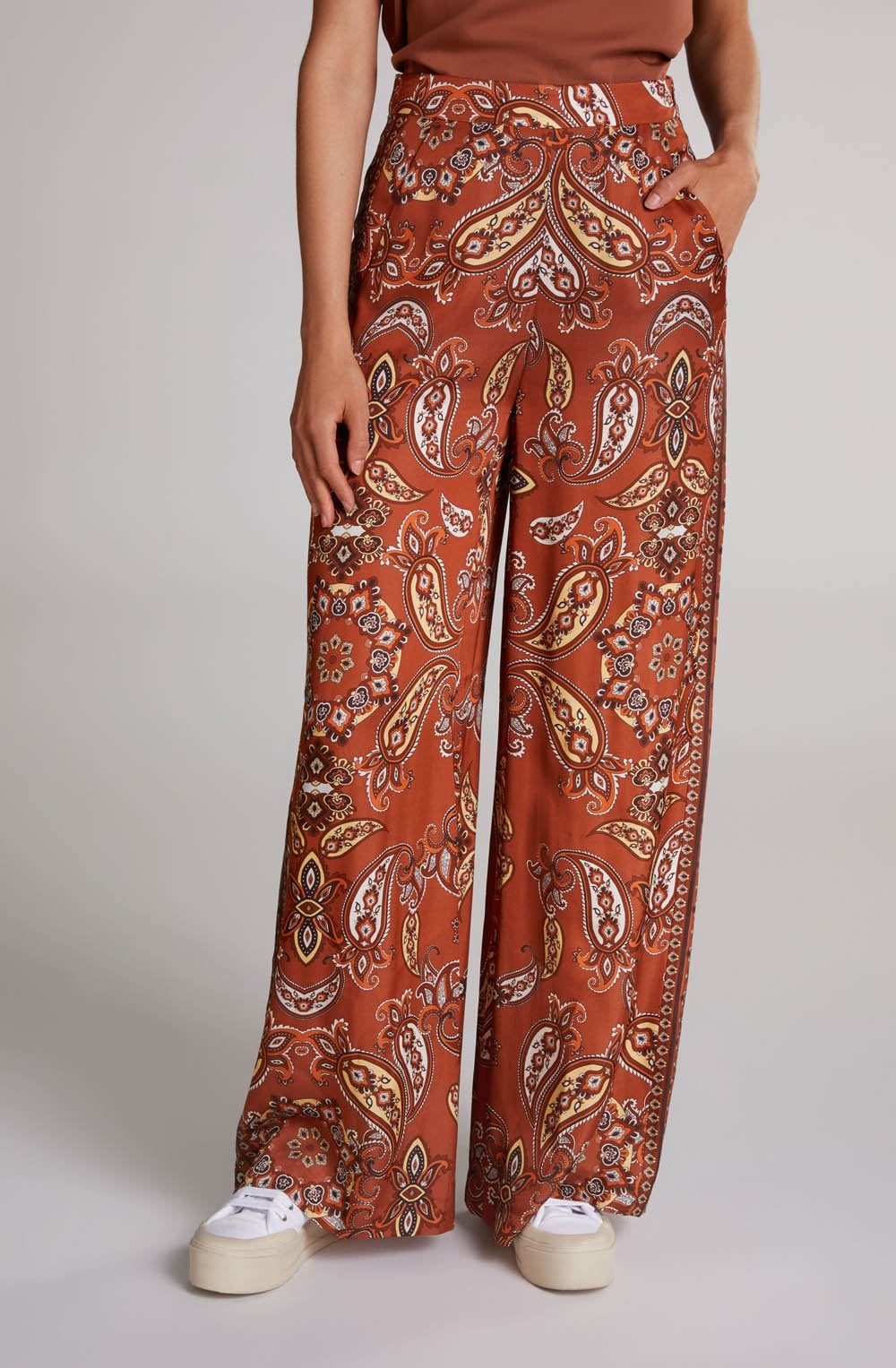 Paisley Print Wide Leg Trousers
