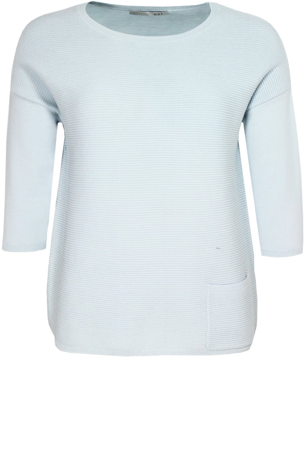 Pale Blue Ribbed Knit Sweater