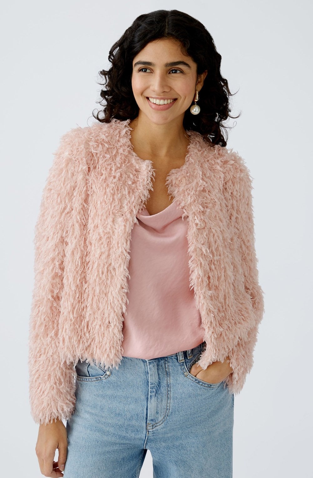Pale Mauve Feather Look Jacket