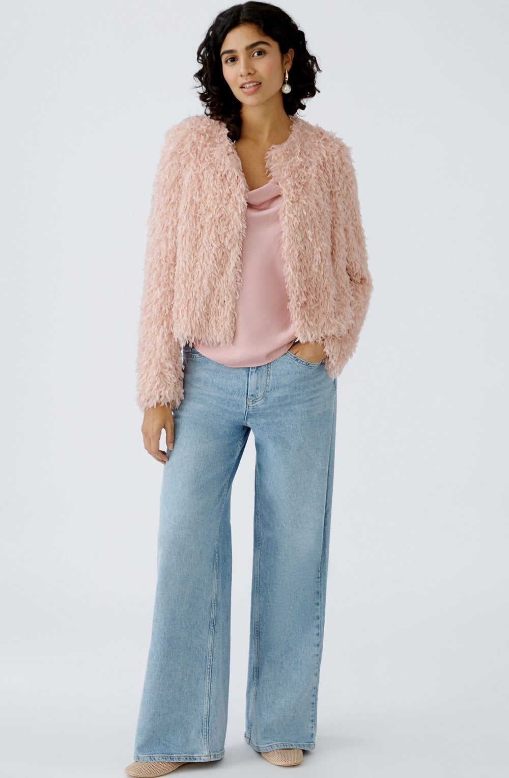 Pale Mauve Feather Look Jacket
