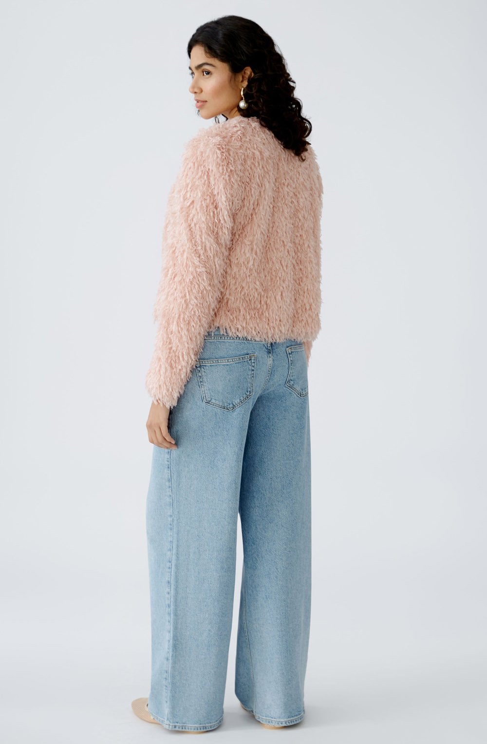 Pale Mauve Feather Look Jacket