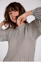 Patterned Pleated Blouse