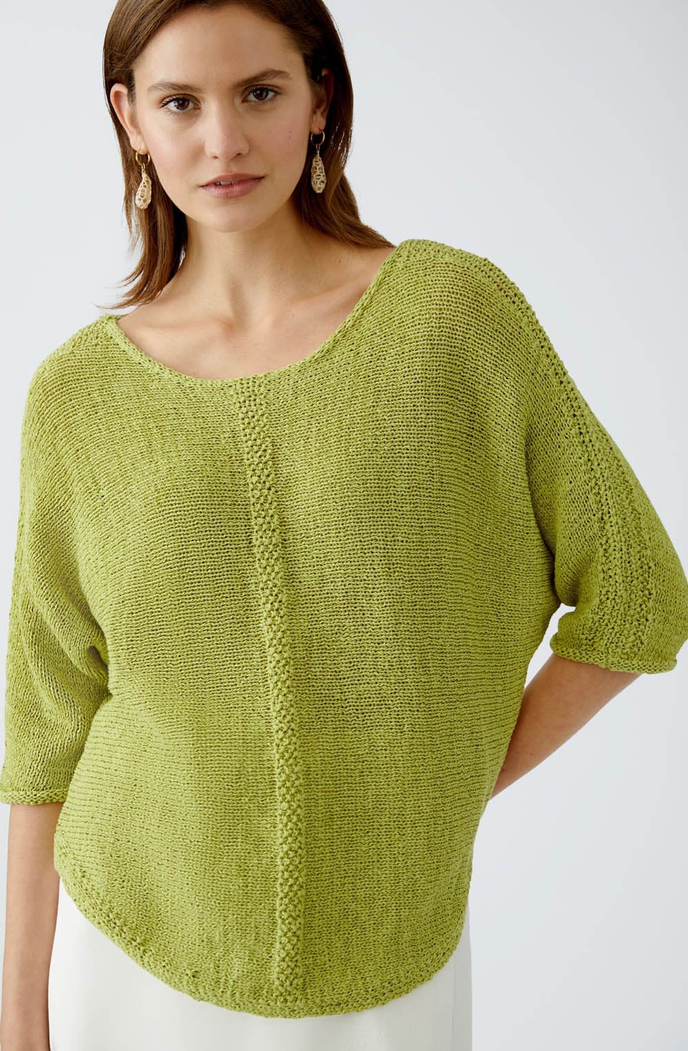Pea Green Ribbon Yarn Pullover