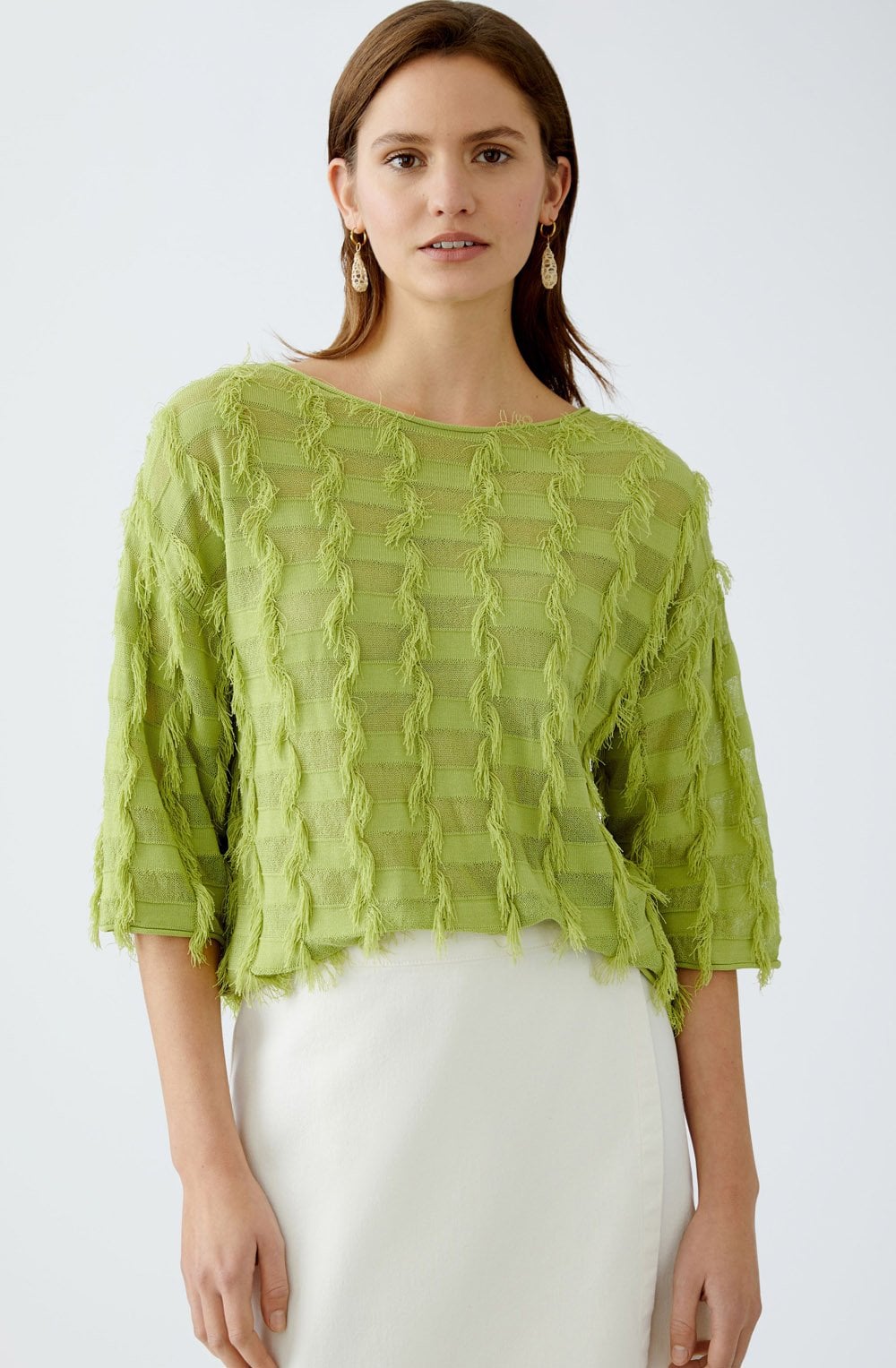 Pea Green Tonal Check Pullover