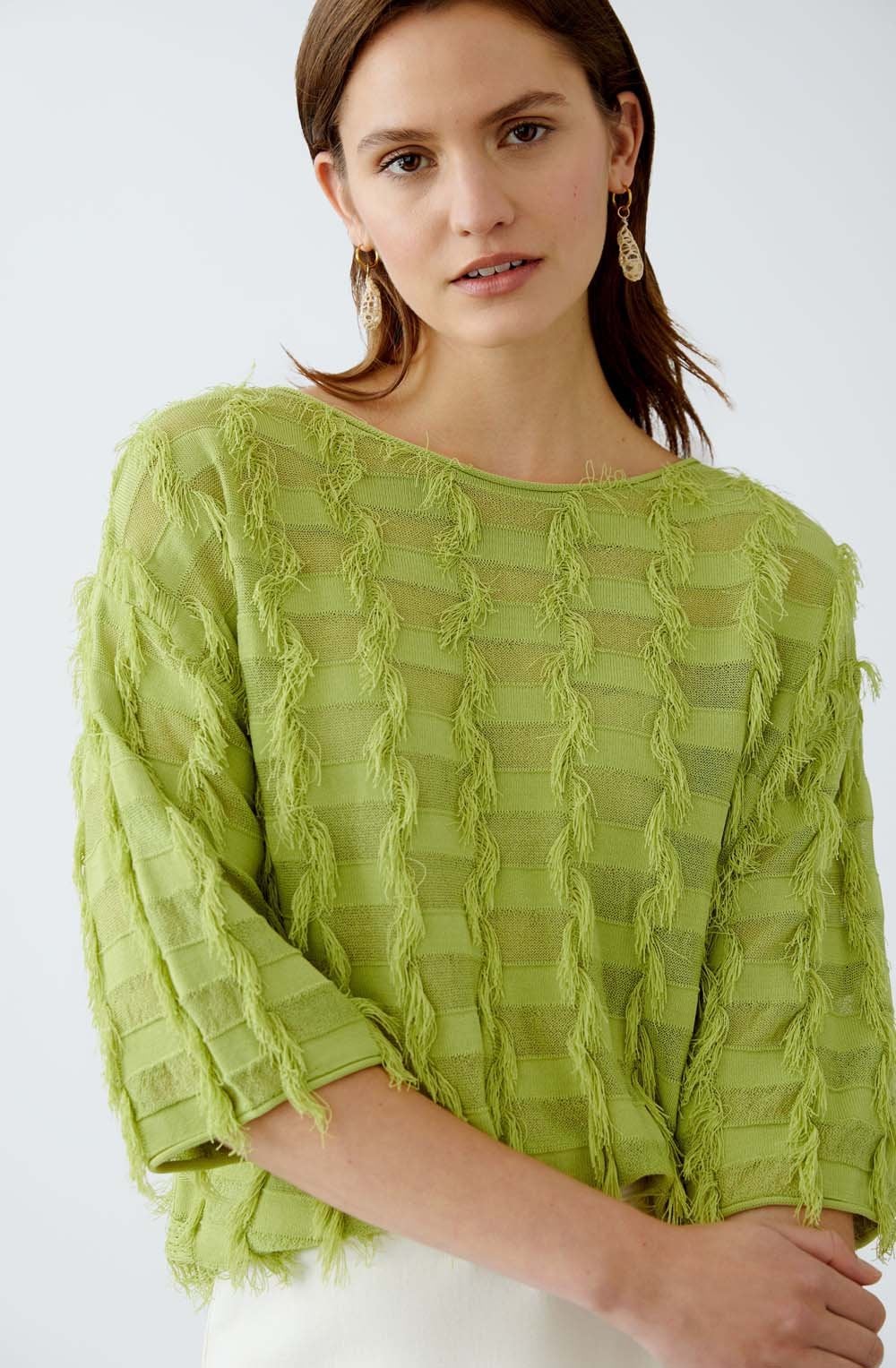 Pea Green Tonal Check Pullover