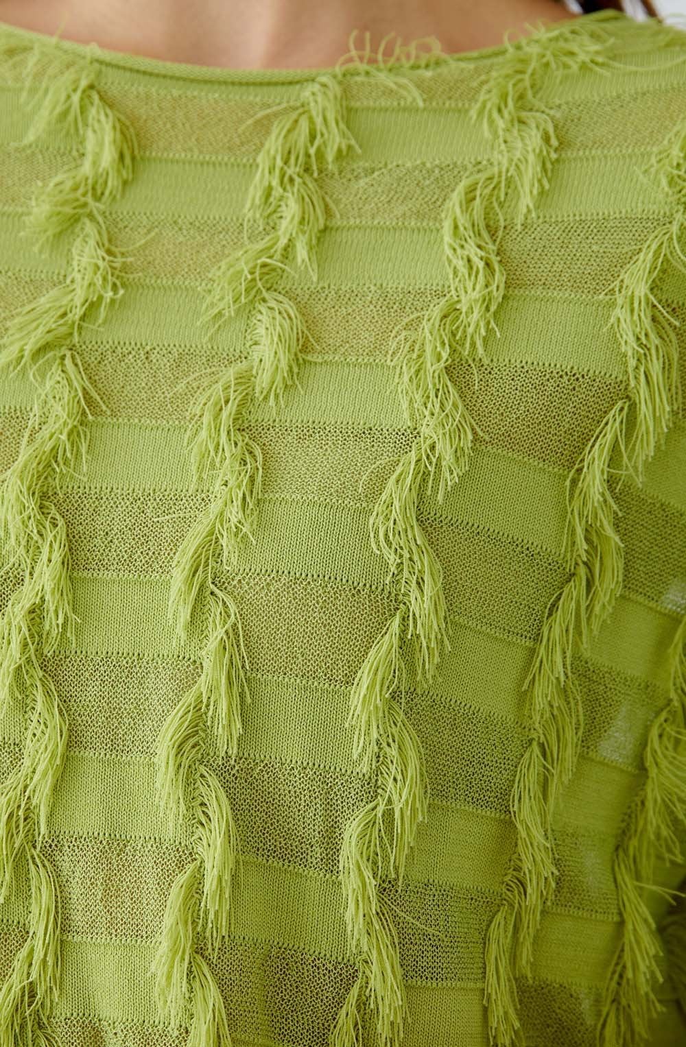Pea Green Tonal Check Pullover