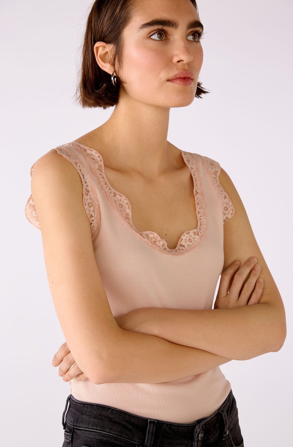 Peach Whip Lace Detail Vest Top
