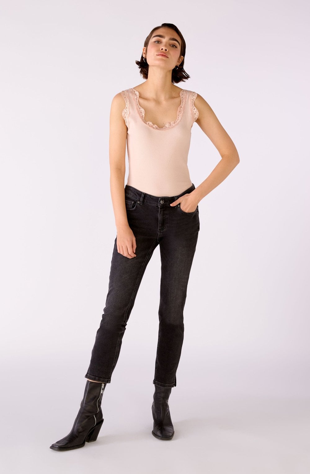 Peach Whip Lace Detail Vest Top