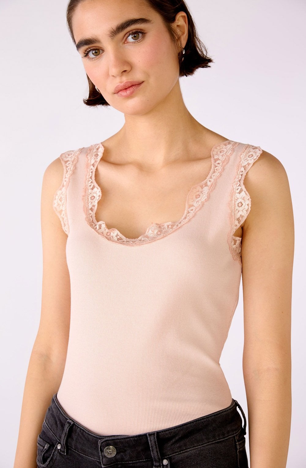 Peach Whip Lace Detail Vest Top
