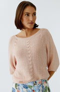 Peach Whip Losse Ribbon Knit Pullover