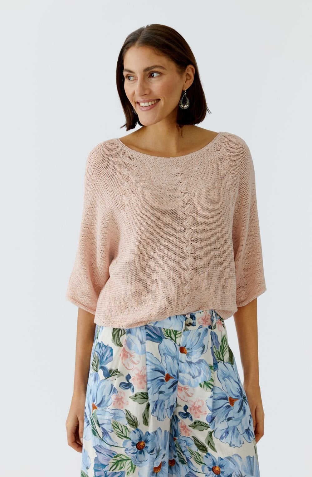Peach Whip Losse Ribbon Knit Pullover
