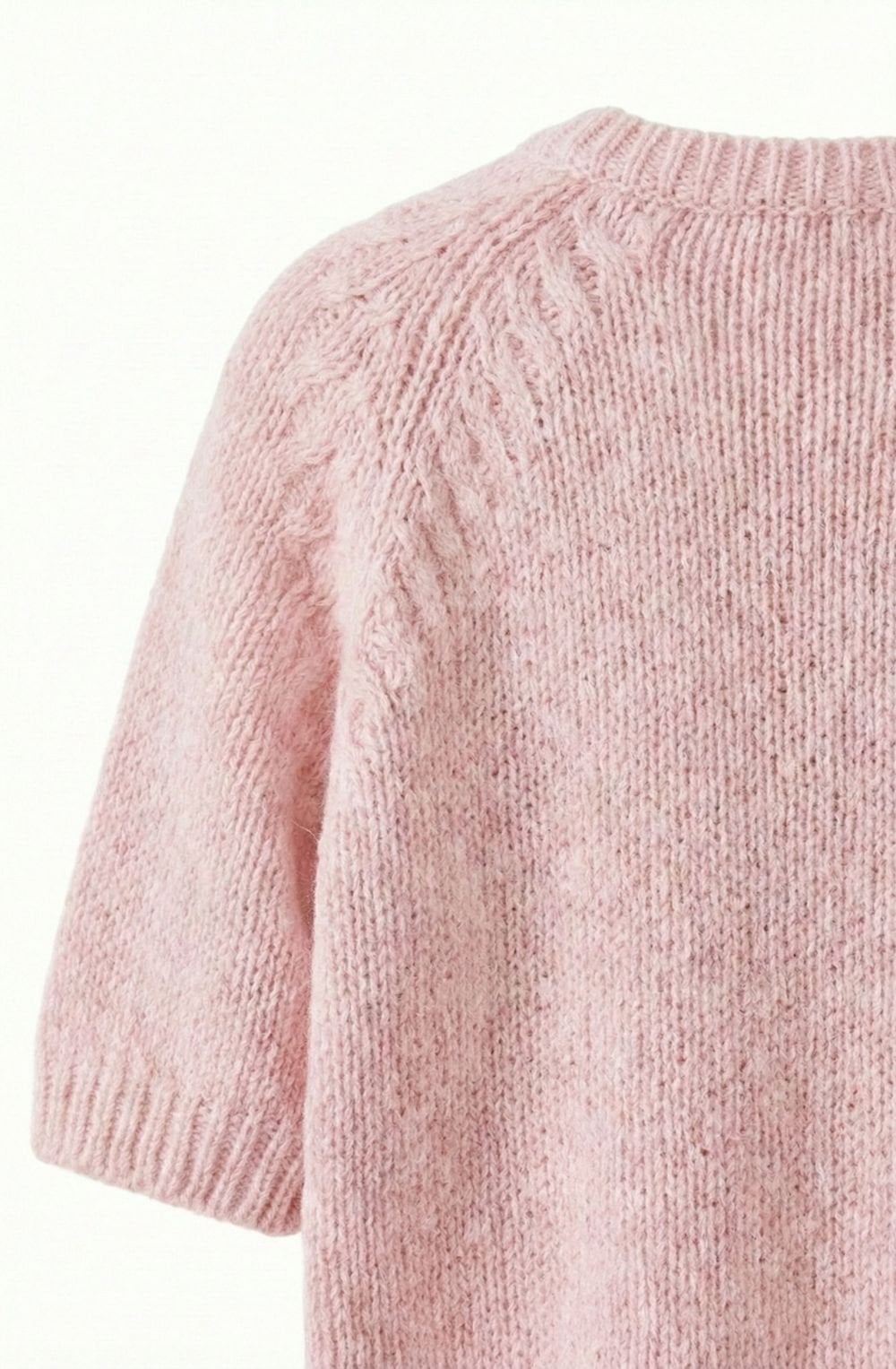 Peach Whip Ribbon Knit Short Sleeved Pullover