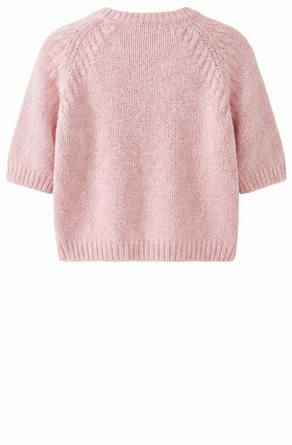 Peach Whip Ribbon Knit Short Sleeved Pullover