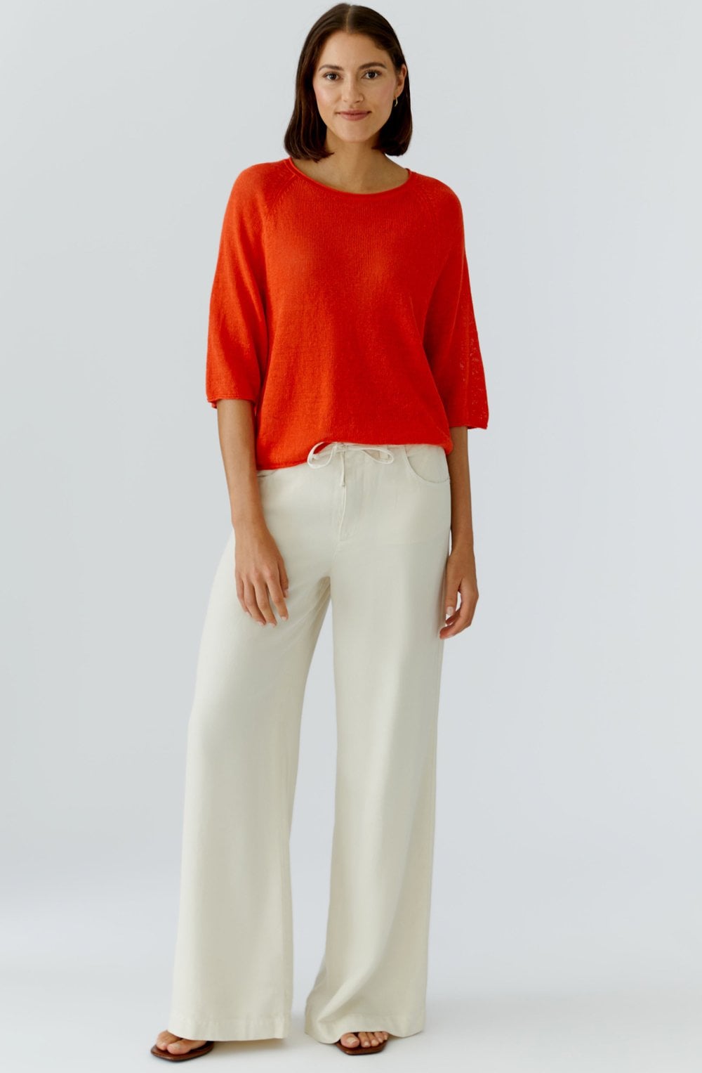Pinciana Orange Linen Sleeve Pullover