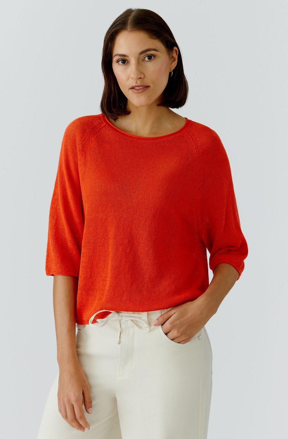 Pinciana Orange Linen Sleeve Pullover