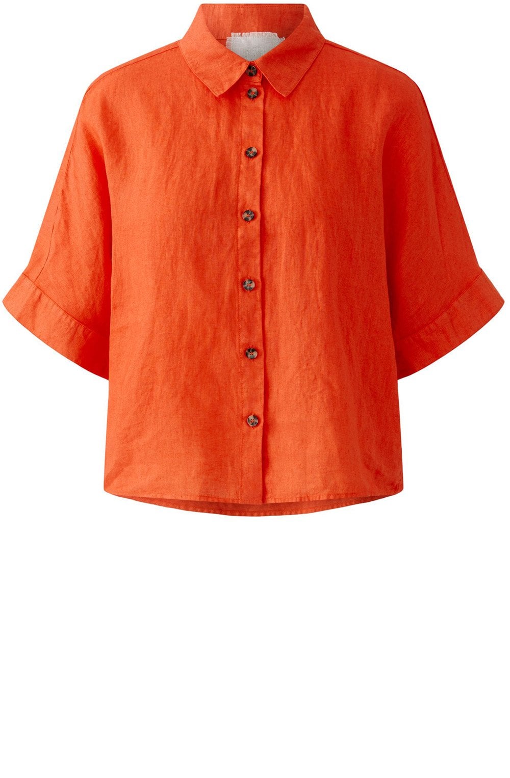 Pinciana Orange Linen Short Sleeved Shirt