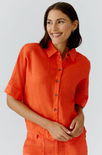 Pinciana Orange Linen Short Sleeved Shirt