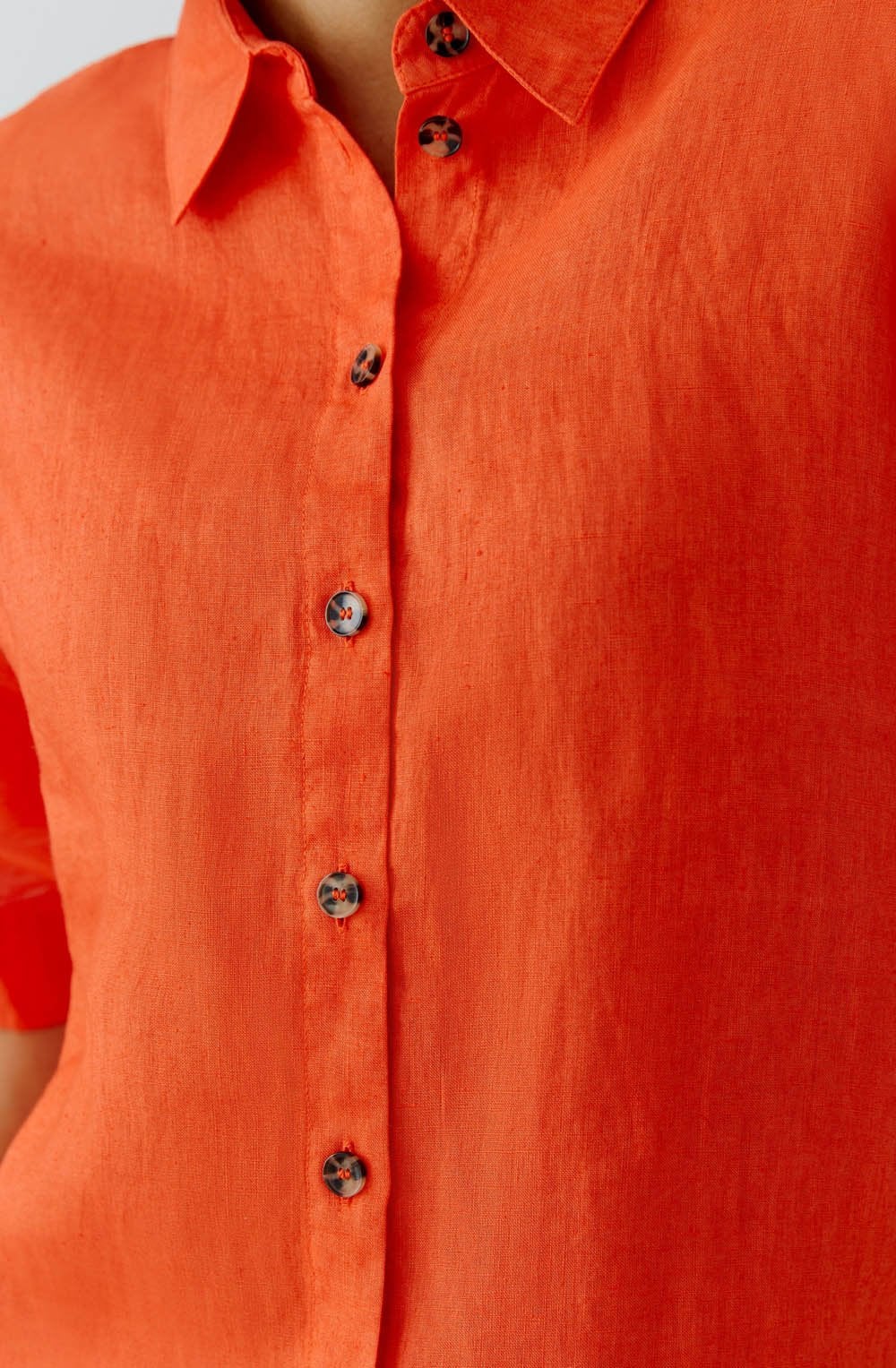 Pinciana Orange Linen Short Sleeved Shirt