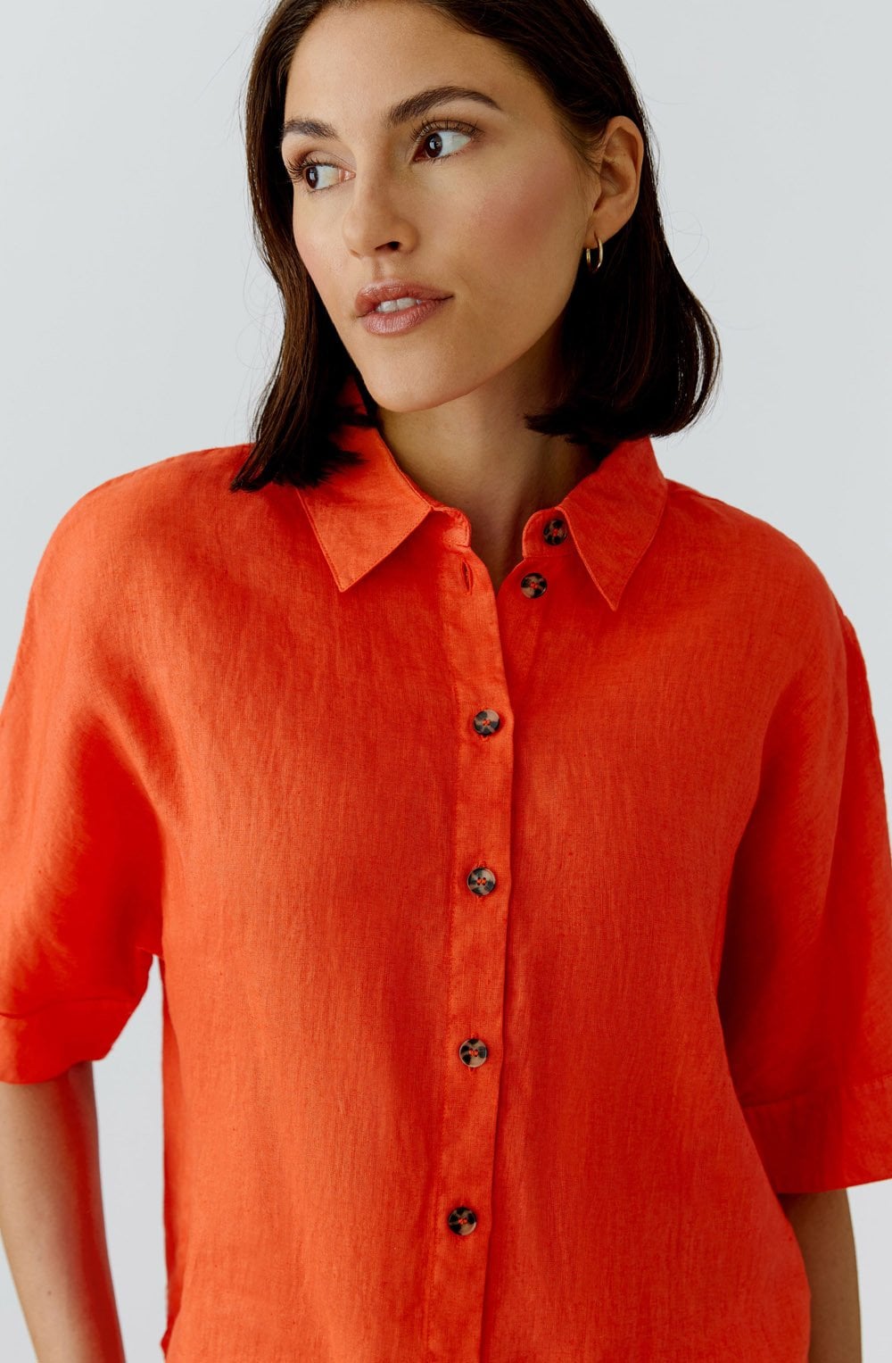 Pinciana Orange Linen Short Sleeved Shirt