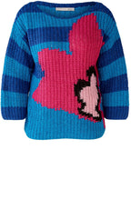 Pink and Blue Abstract Ribbon Knit Pullover