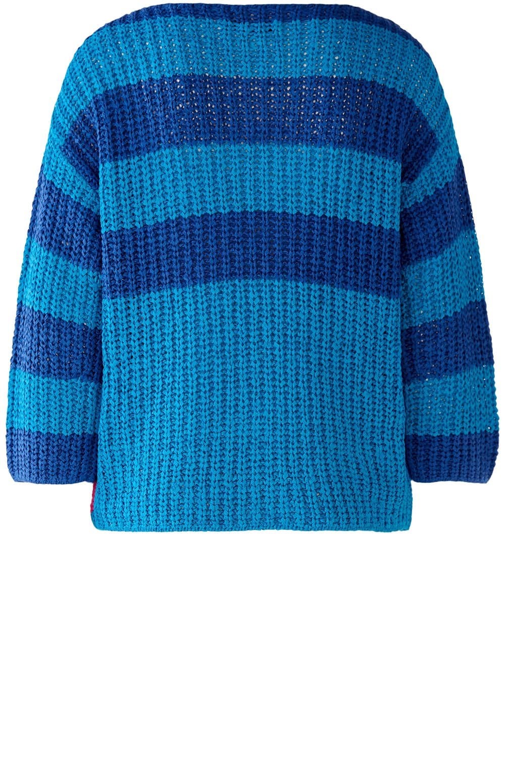 Pink and Blue Abstract Ribbon Knit Pullover