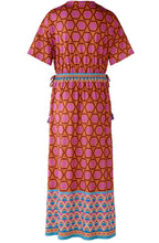 Pink and Blue Geometric Print Jersey Maxi Dress