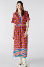 Pink and Blue Geometric Print Jersey Maxi Dress