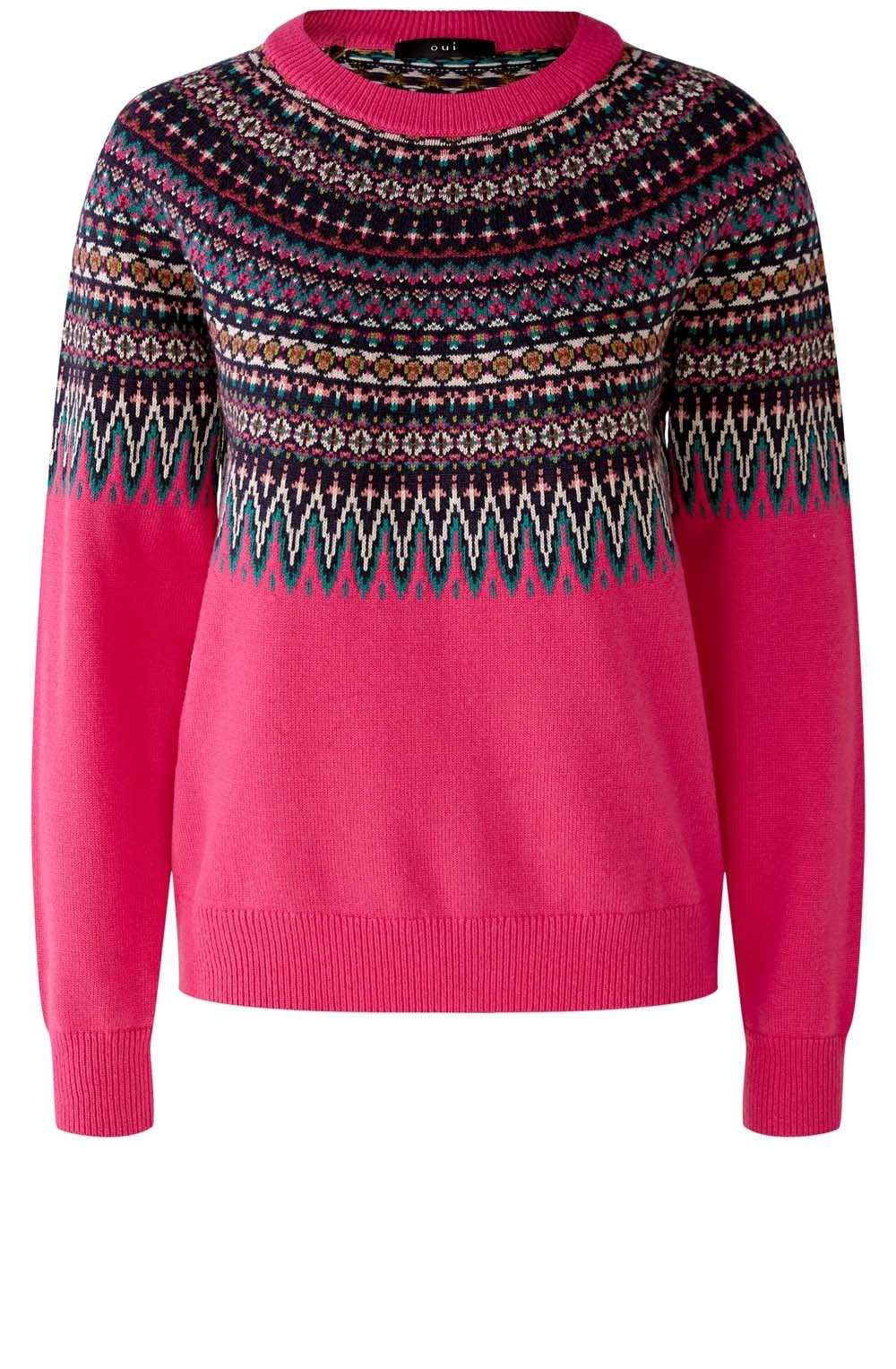Pink and Green Jacquard Jumper