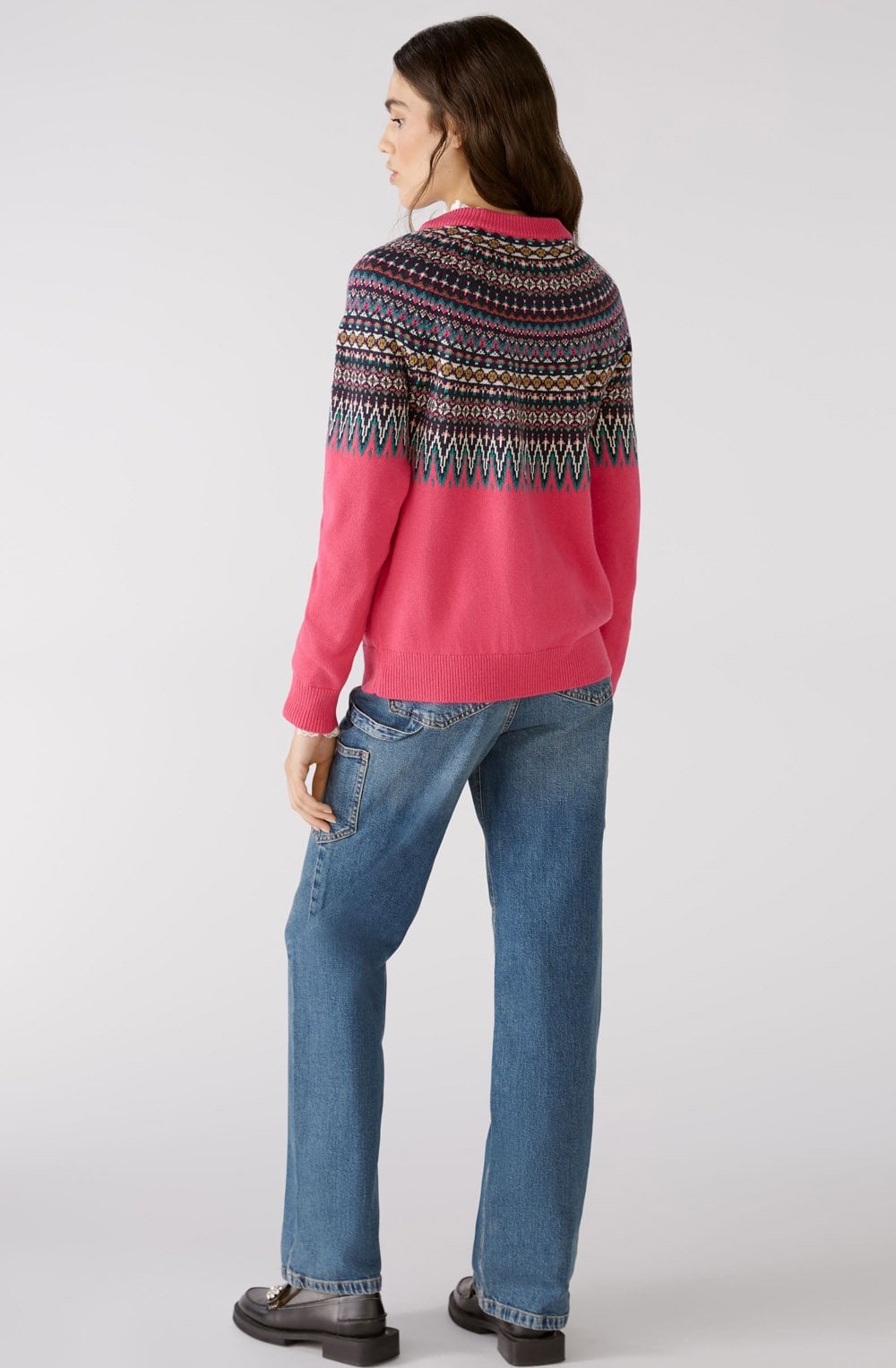 Pink and Green Jacquard Jumper