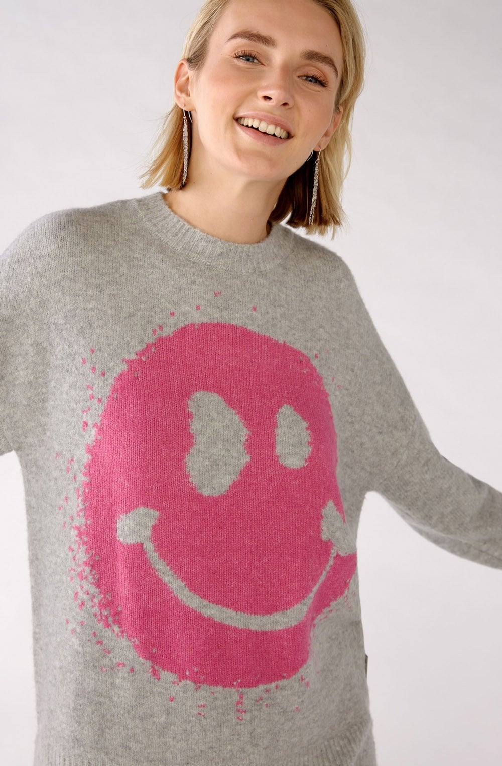 Pink and Grey Take The Time To Smile Oversized Jumper