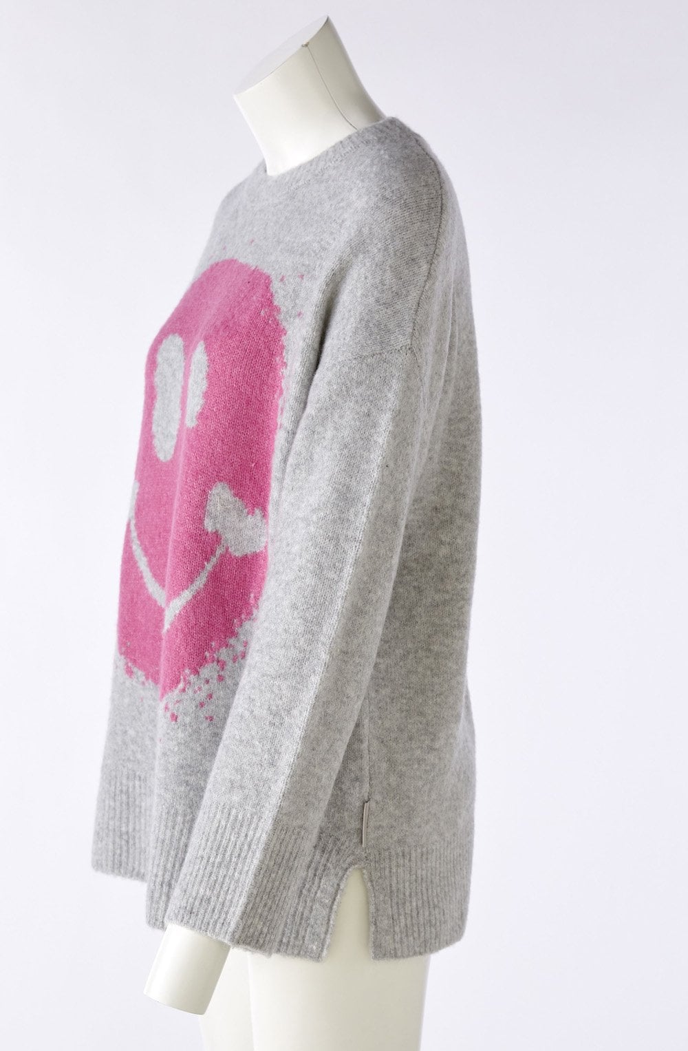 Pink and Grey Take The Time To Smile Oversized Jumper