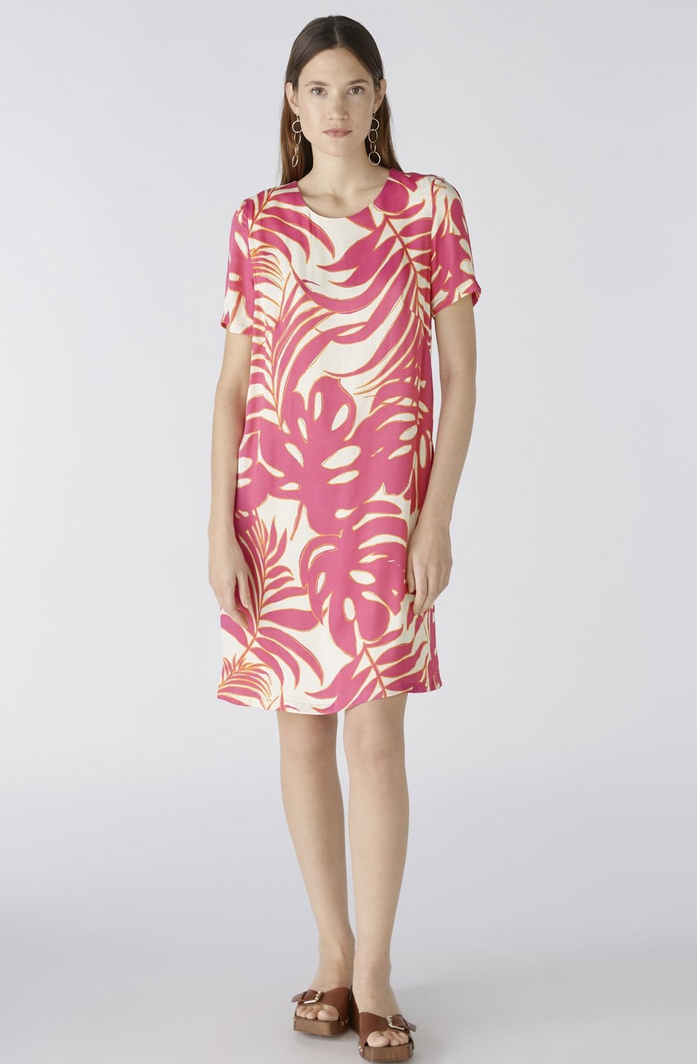 Pink and Off White Floral Shift Dress