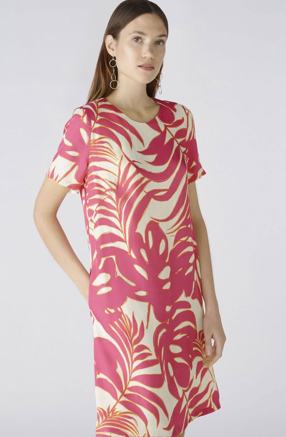 Pink and Off White Floral Shift Dress