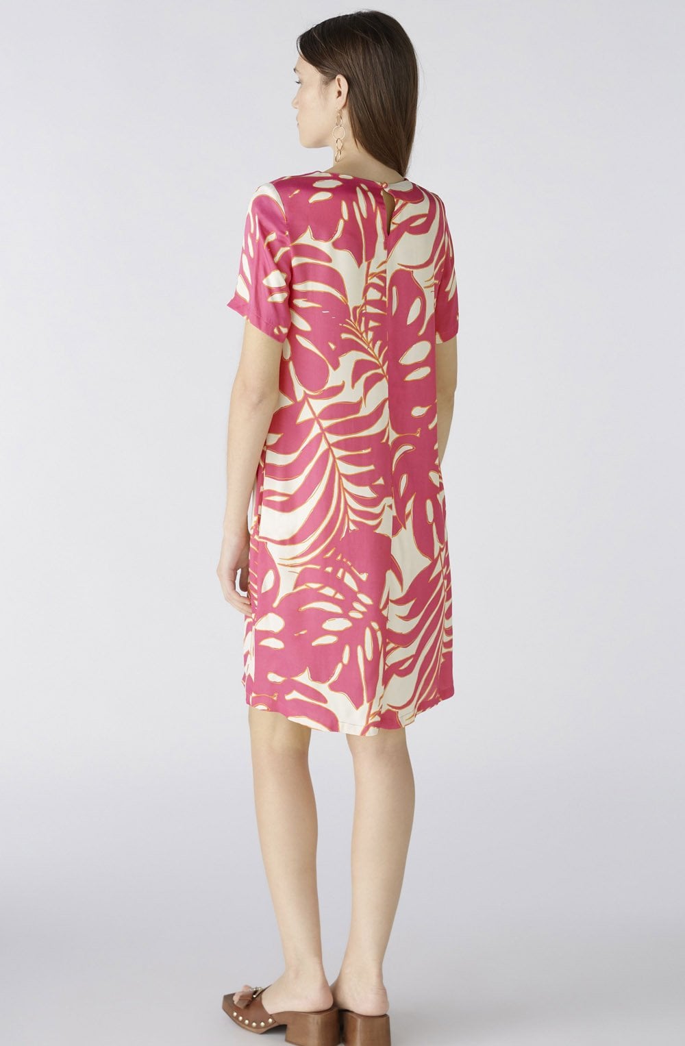 Pink and Off White Floral Shift Dress